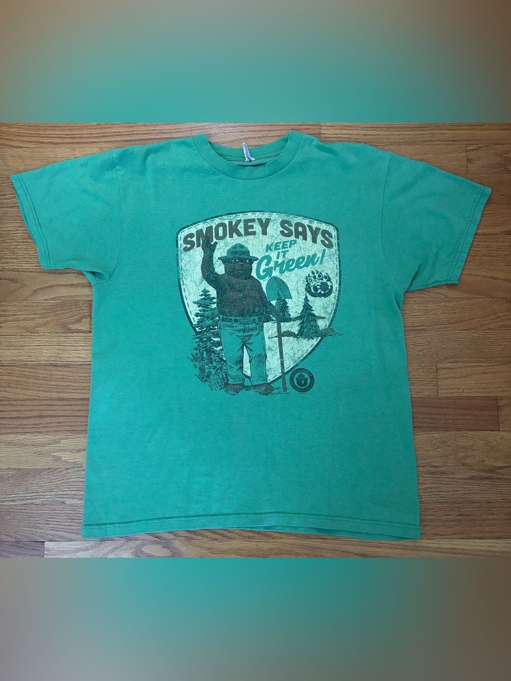 Optima Smokey The Bear Tshirt Men’s Large Green Keep it Green Tee Vintage Retro